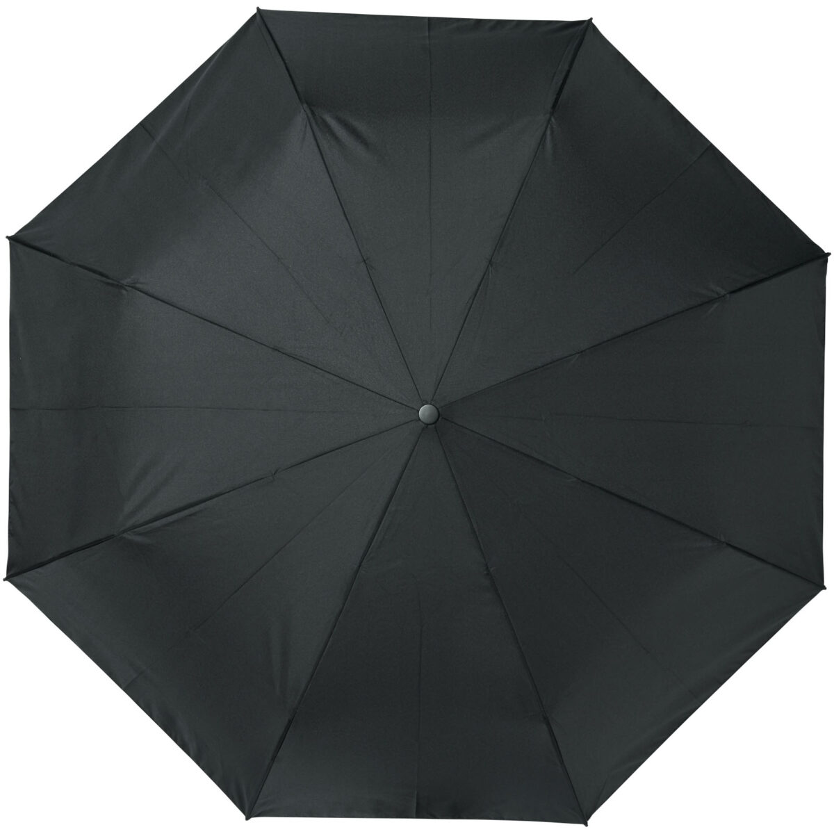 Bo 21" foldable auto open/close recycled PET umbrella – Solid black front view