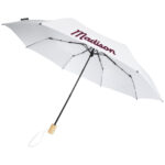 Birgit 21'' foldable windproof recycled PET umbrella – White with logo