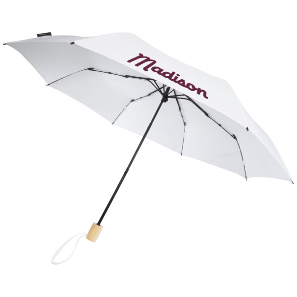 Birgit 21'' foldable windproof recycled PET umbrella – White with logo
