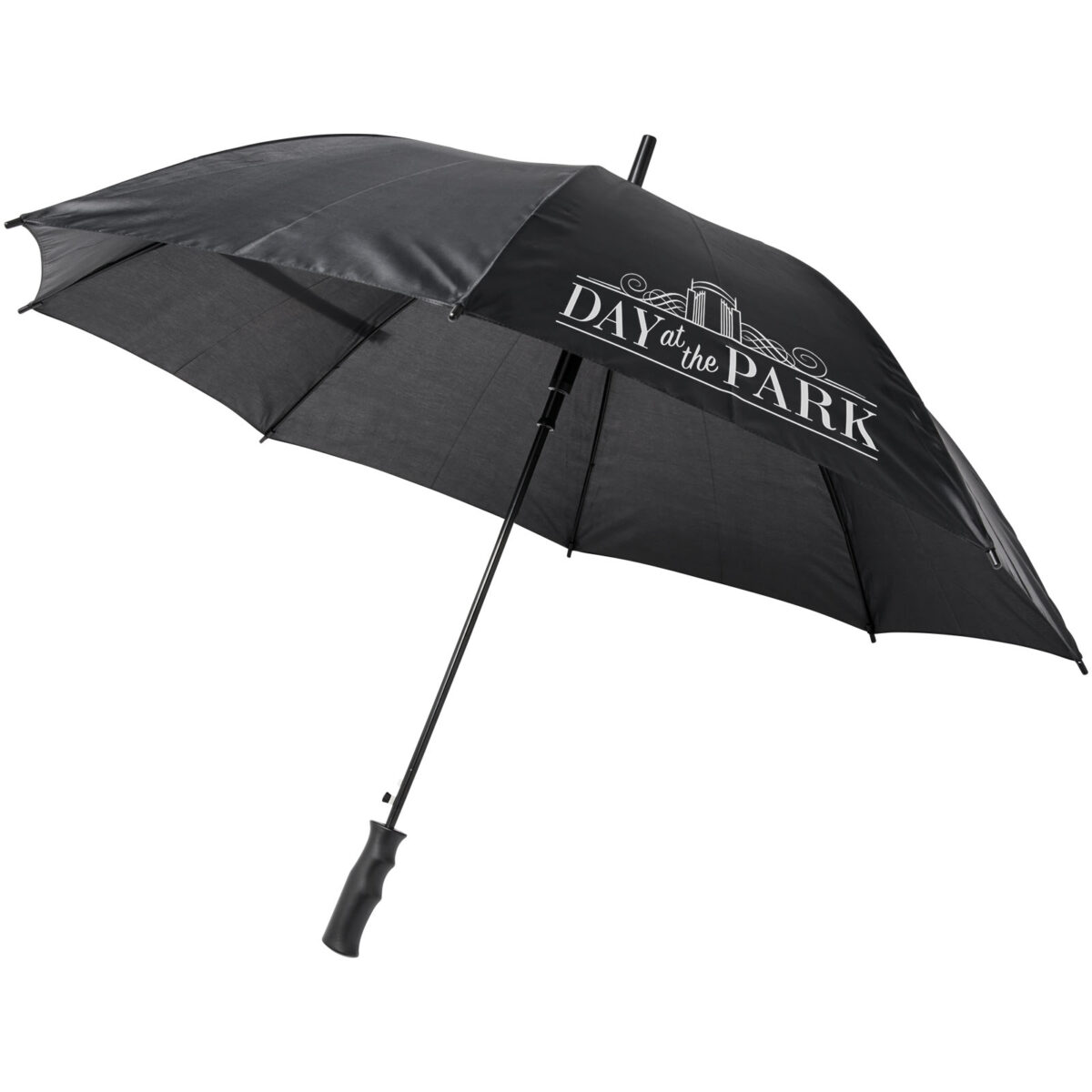 Bella 23" auto open windproof umbrella – Solid black with logo