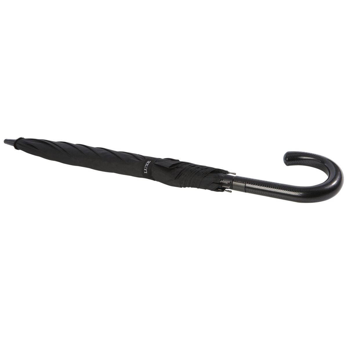 Fontana 23" auto open umbrella with carbon look and crooked handle – Solid black extra view