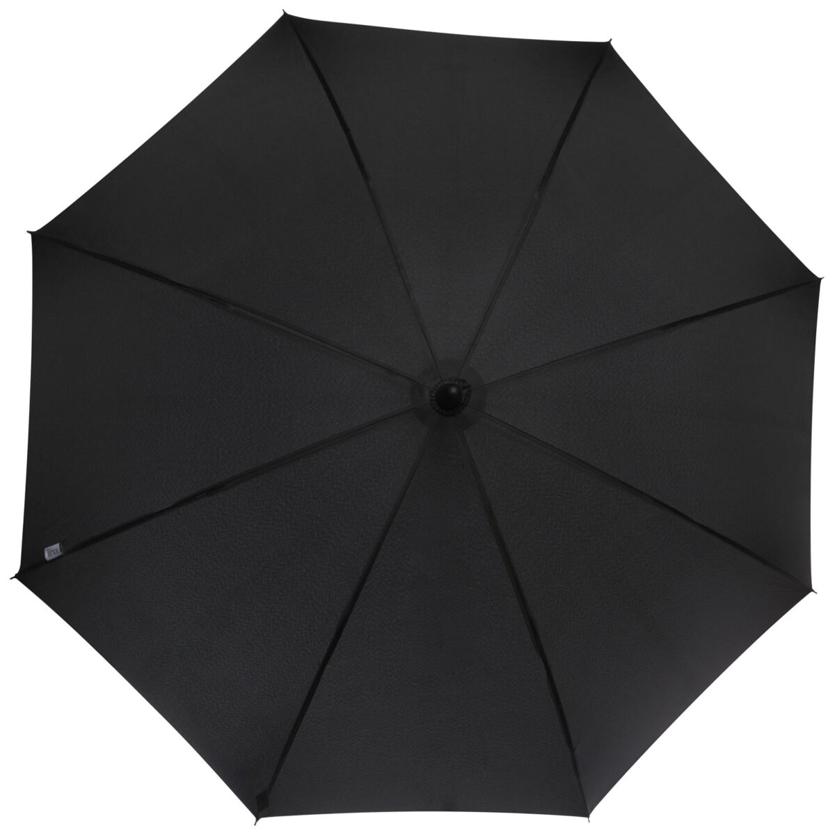 Fontana 23" auto open umbrella with carbon look and crooked handle – Solid black front view