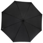 Fontana 23" auto open umbrella with carbon look and crooked handle – Solid black front view