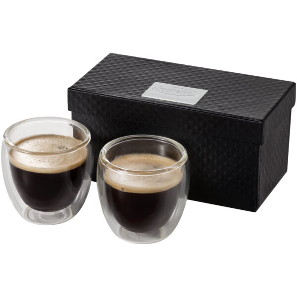 Boda 2-piece glass espresso cup set – Transparent with logo