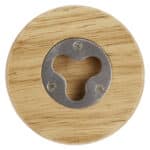 Scoll wooden coaster with bottle opener – Natural front view
