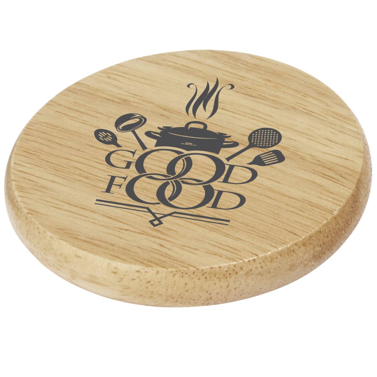 Scoll wooden coaster with bottle opener – Natural with logo