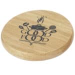 Scoll wooden coaster with bottle opener – Natural with logo