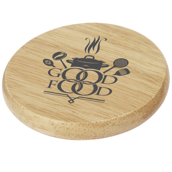 Scoll wooden coaster with bottle opener – Natural with logo