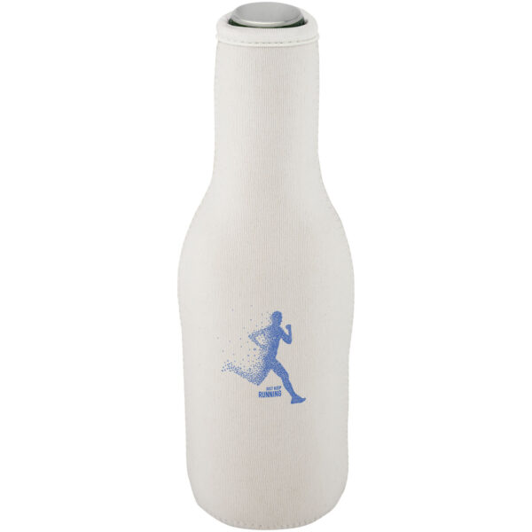 Fris recycled neoprene bottle sleeve holder – White with logo