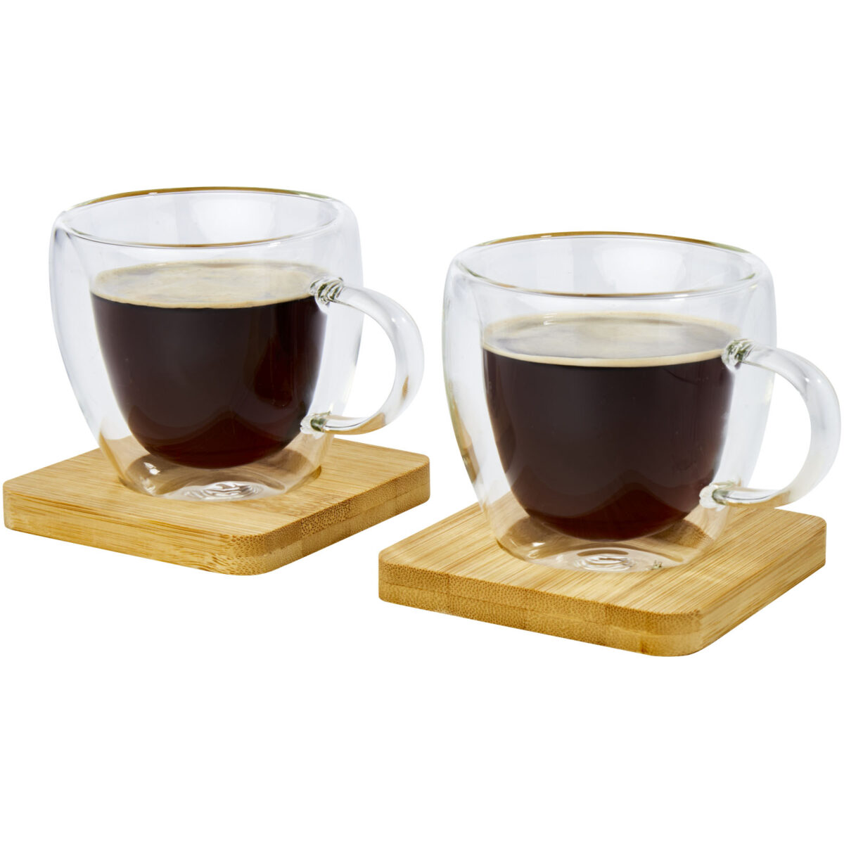 Manti 2-piece 100 ml double-wall glass cup with bamboo coaster – Transparent extra view