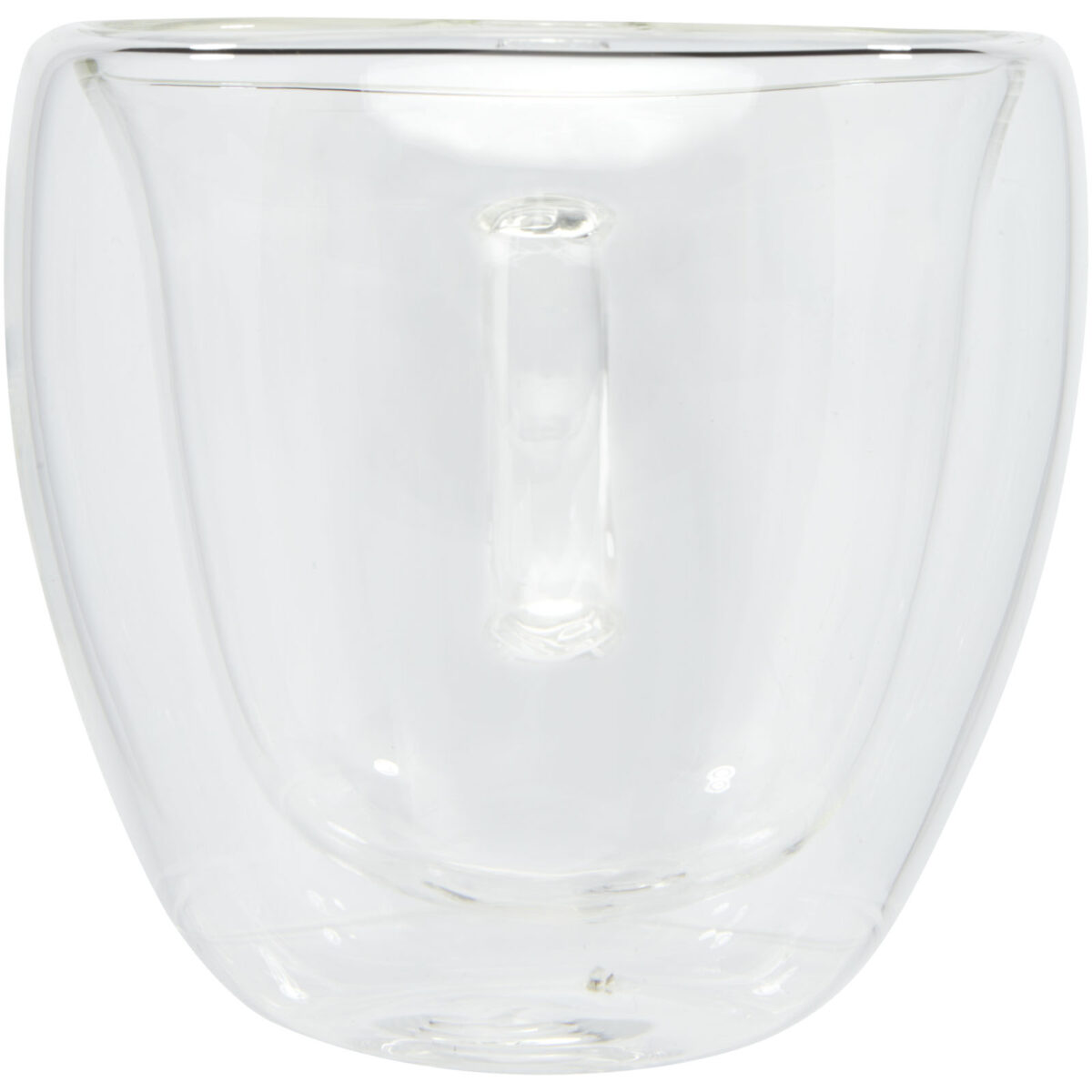 Manti 2-piece 100 ml double-wall glass cup with bamboo coaster – Transparent front view