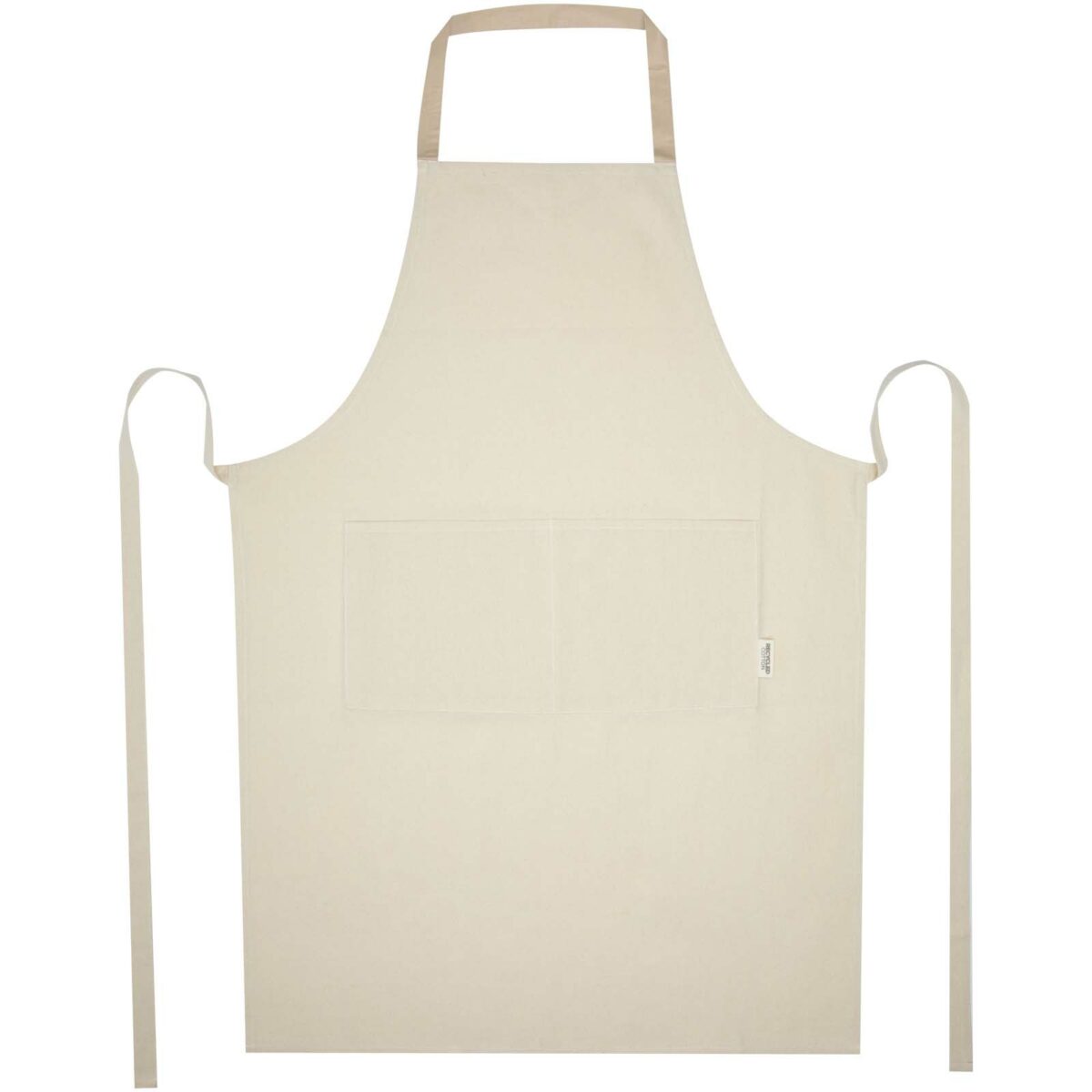 Nia 200 g/m² recycled cotton apron – Oatmeal front view