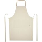 Nia 200 g/m² recycled cotton apron – Oatmeal front view