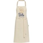 Nia 200 g/m² recycled cotton apron – Oatmeal with logo