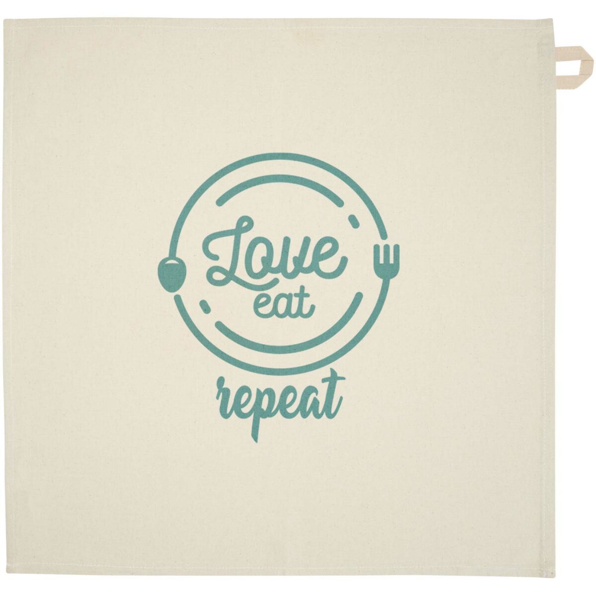 Alora 200 g/m² recycled cotton kitchen towel – Oatmeal with logo