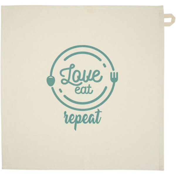 Alora 200 g/m² recycled cotton kitchen towel – Oatmeal with logo