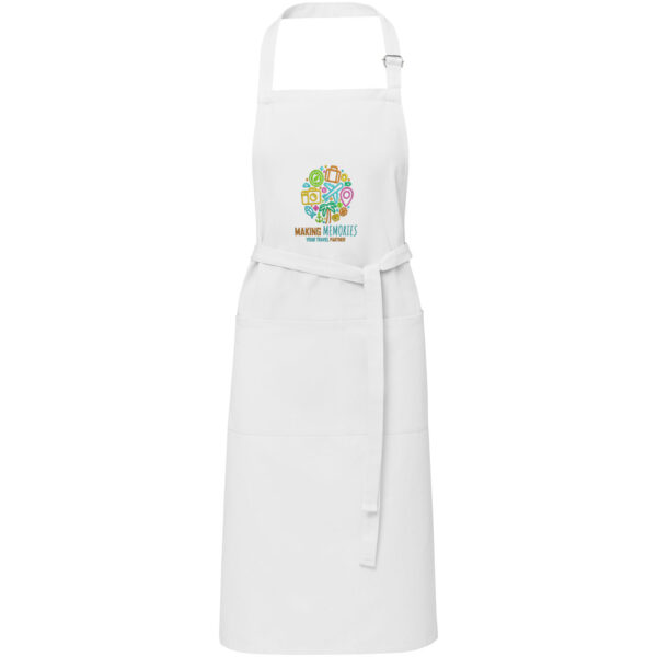 Andrea 240 g/m² apron with adjustable neck strap – White with logo