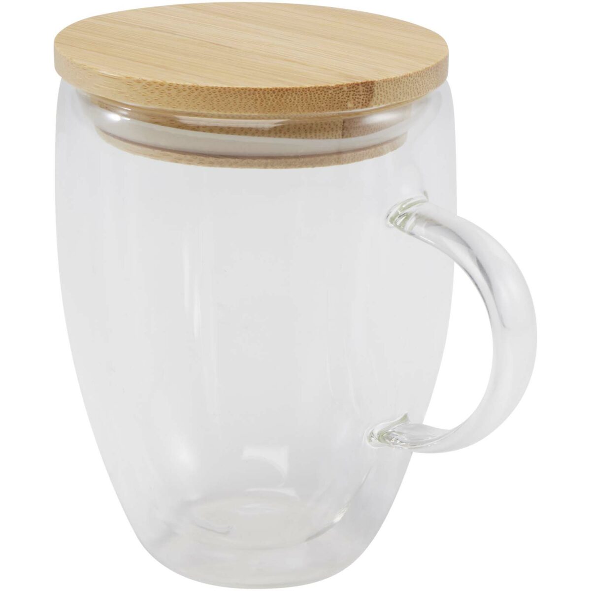 Leona 350 ml glass cup with bamboo lid – Transparent clear extra view