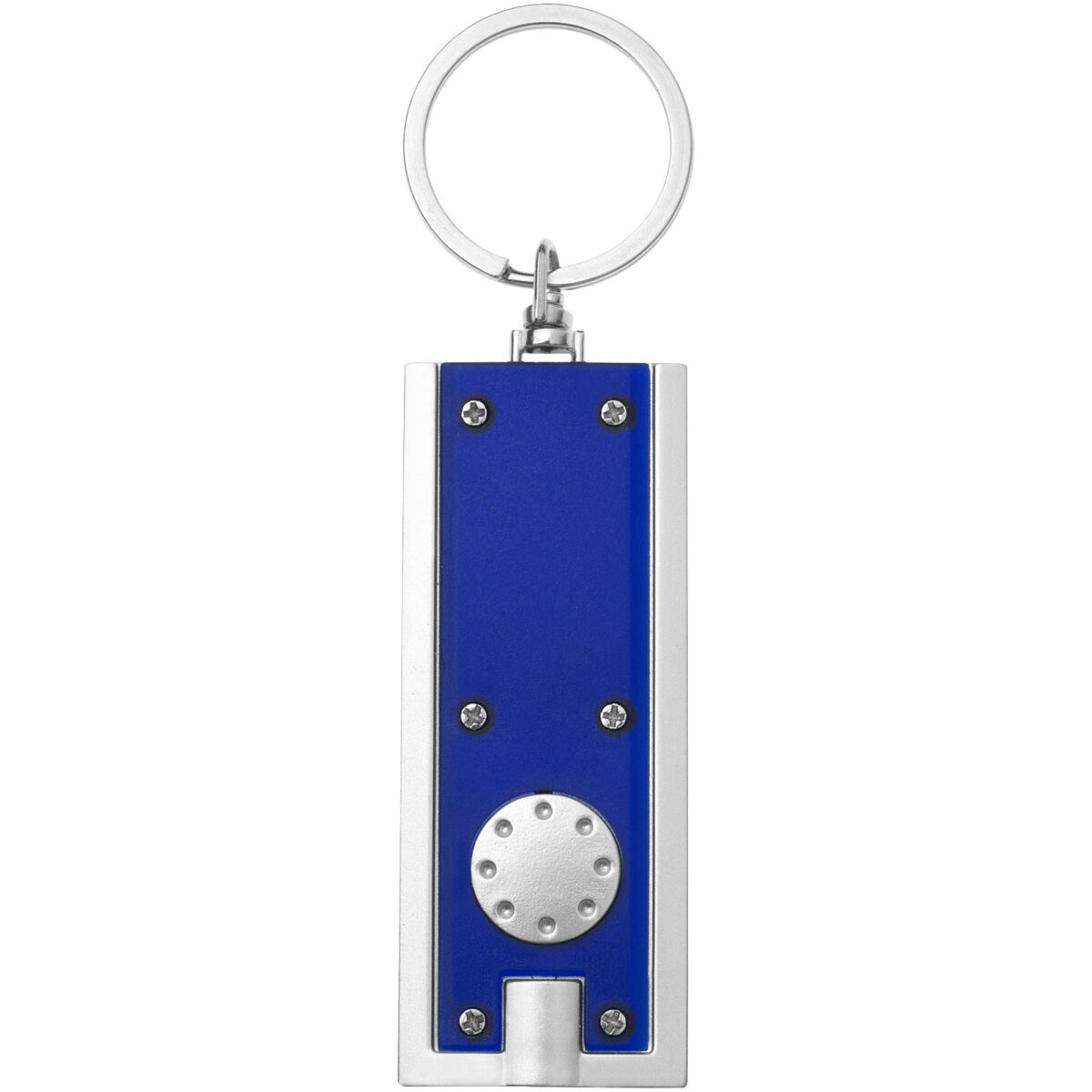 Castor LED keychain light – Blue front view