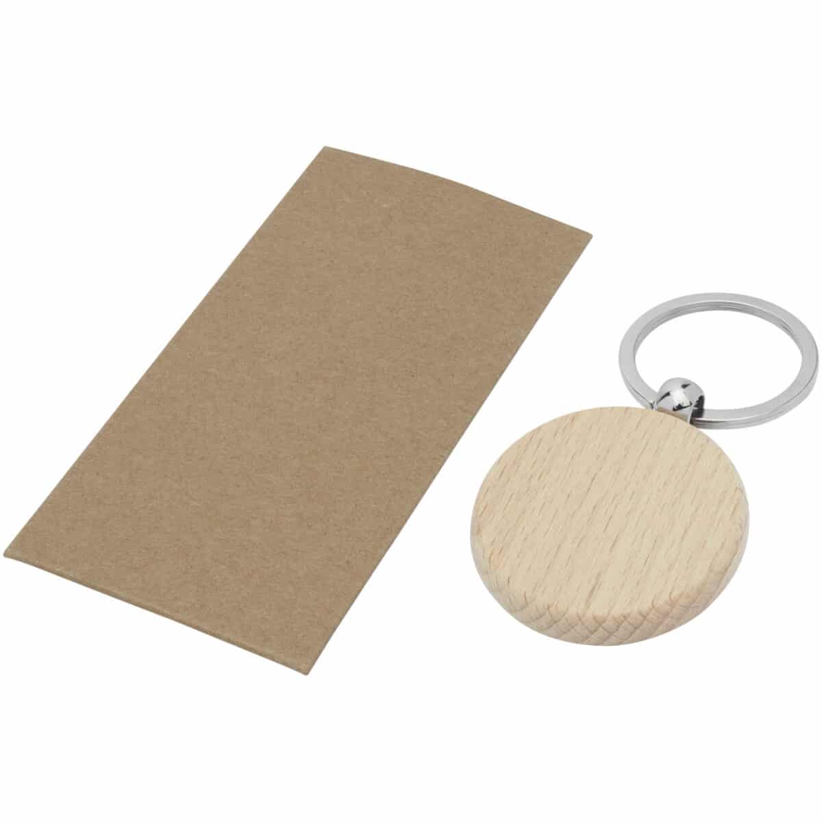 Giovanni beech wood round keychain – Natural extra view