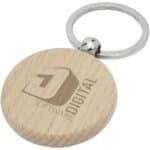 Giovanni beech wood round keychain – Natural with logo