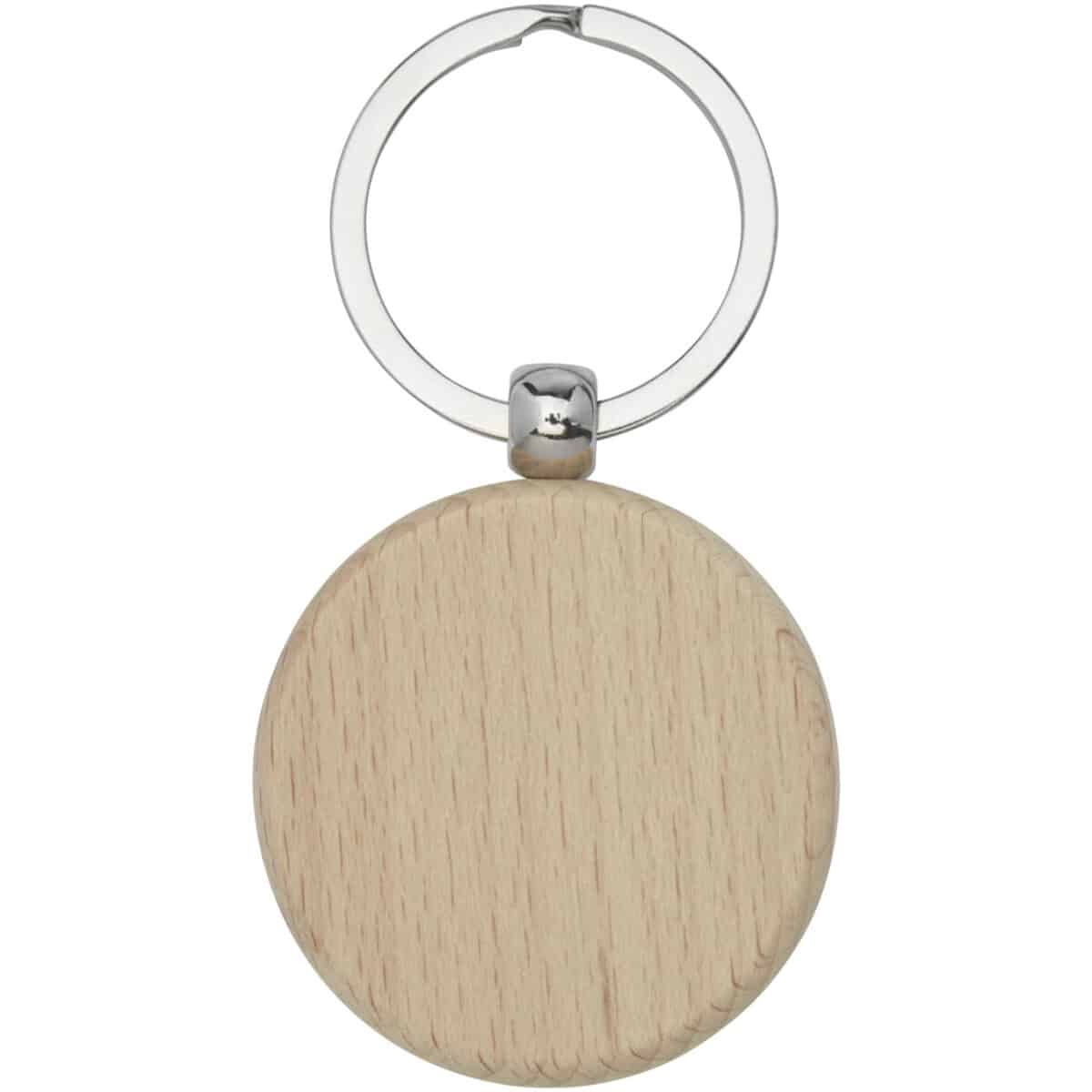 Giovanni beech wood round keychain – Natural front view