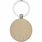 Giovanni beech wood round keychain – Natural front view