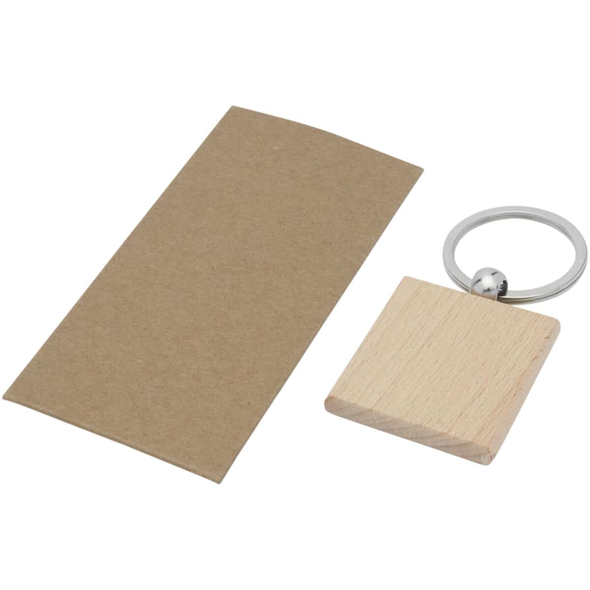 Gioia beech wood squared keychain – Natural extra view