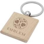 Gioia beech wood squared keychain – Natural with logo