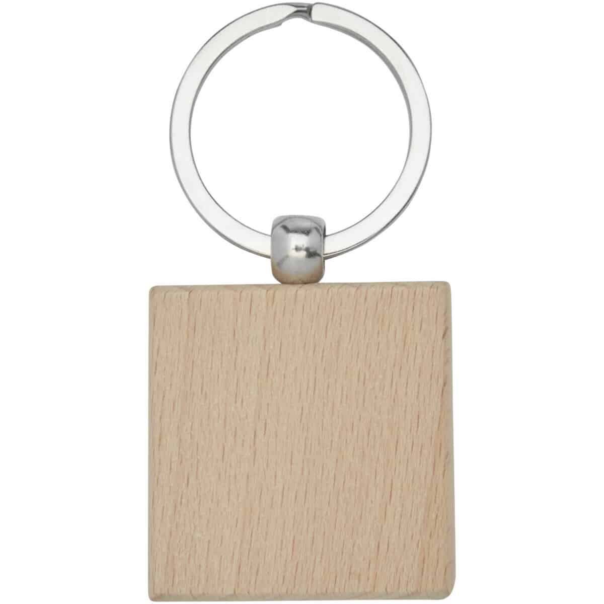 Gioia beech wood squared keychain – Natural front view