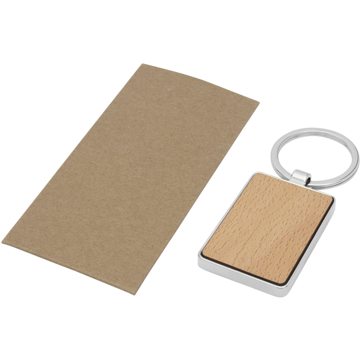 Mauro beech wood rectangular keychain – Natural extra view