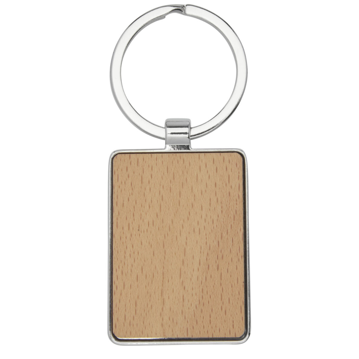 Mauro beech wood rectangular keychain – Natural front view
