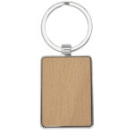 Mauro beech wood rectangular keychain – Natural front view