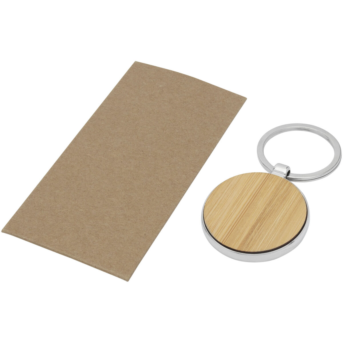 Nino bamboo round keychain – Natural extra view