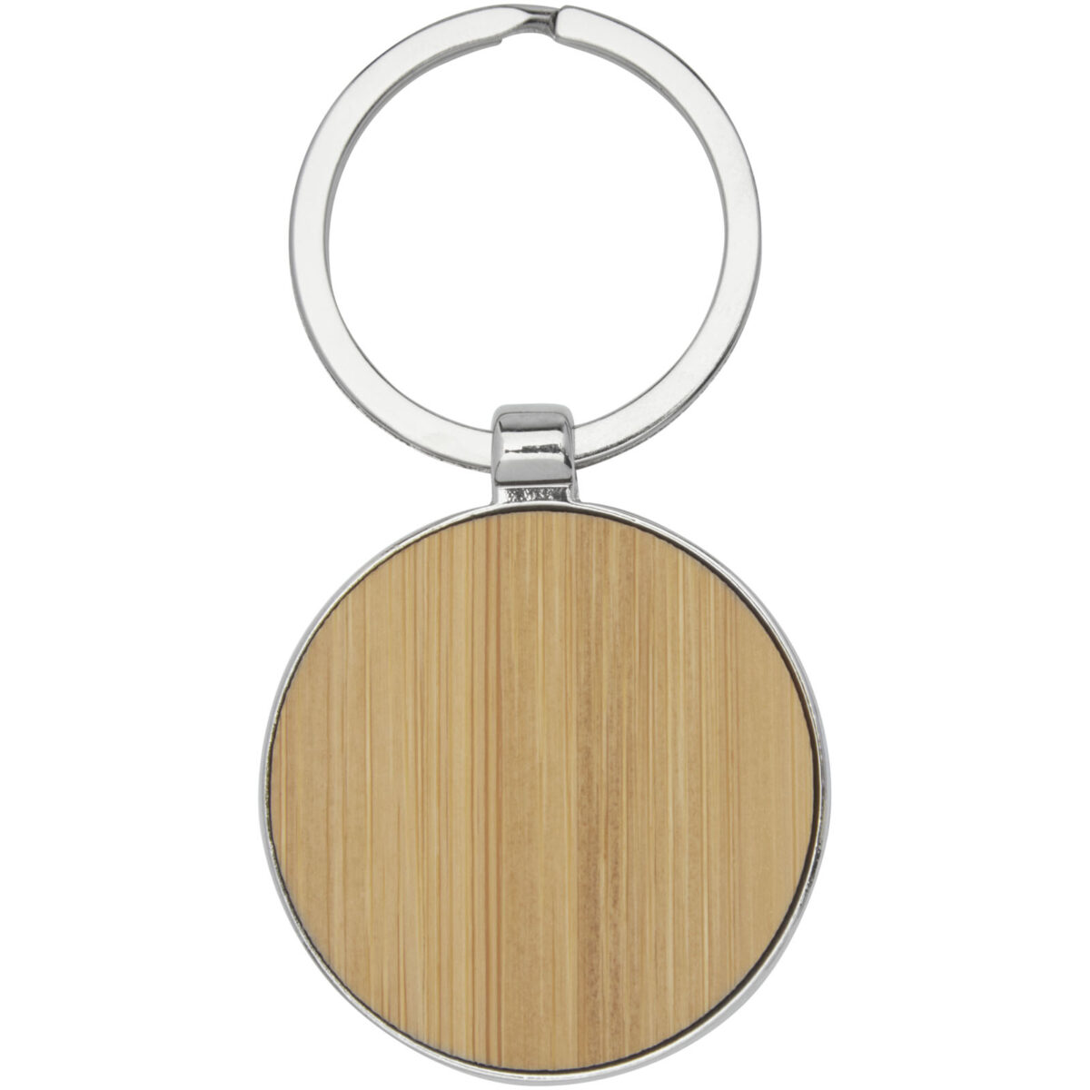 Nino bamboo round keychain – Natural front view