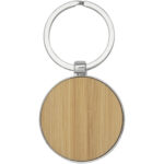 Nino bamboo round keychain – Natural front view