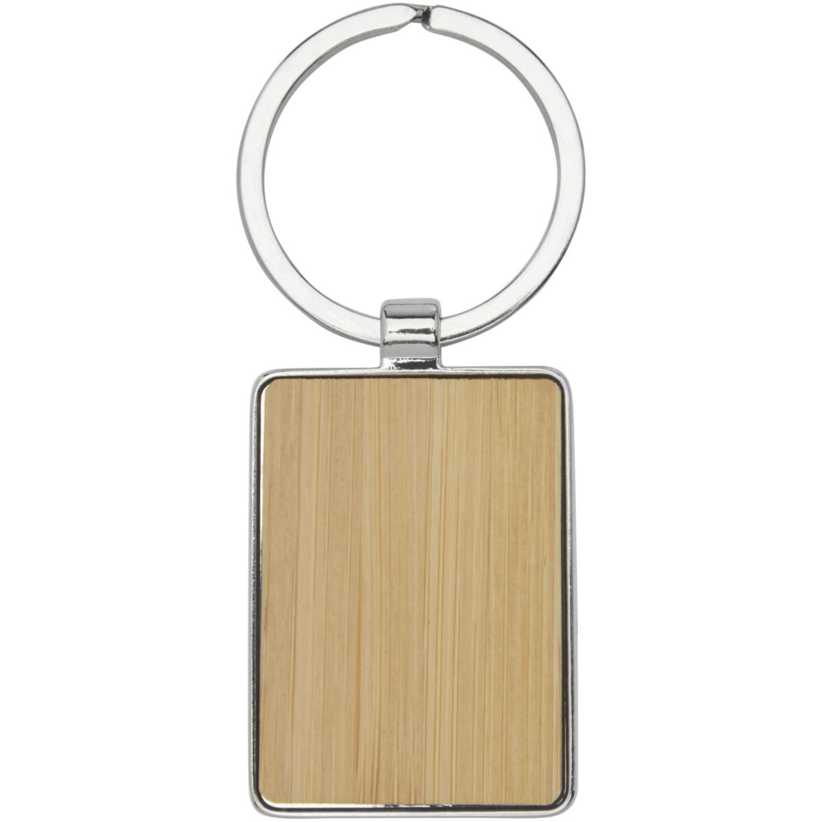Neta bamboo rectangular keychain – Natural front view