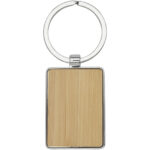 Neta bamboo rectangular keychain – Natural front view