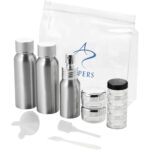 Frankfurt airline approved travel bottle set – Silver with logo