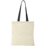 Nevada 100 g/m² cotton tote bag coloured handles 7L – Natural front view
