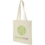 Madras 140 g/m² cotton tote bag 7L – Natural with logo