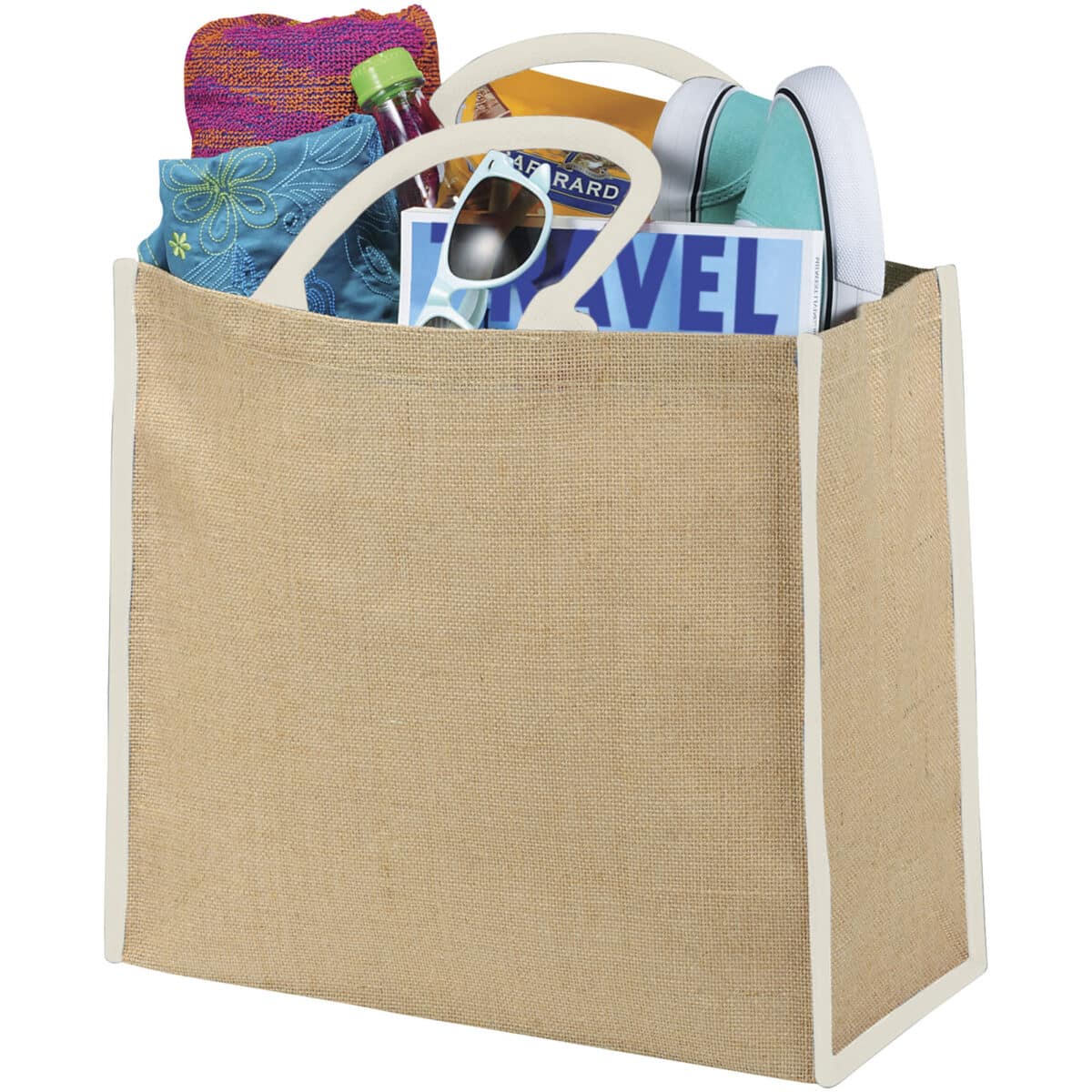 Harry coloured edge jute tote bag 25L – Natural extra view