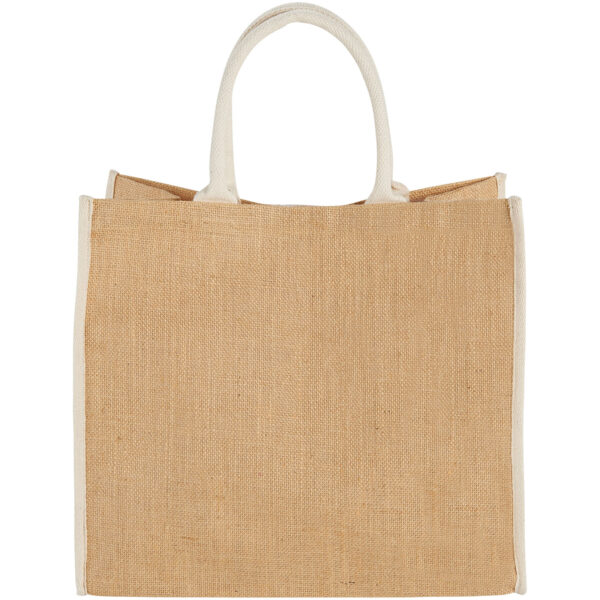 Harry coloured edge jute tote bag 25L – Natural front view