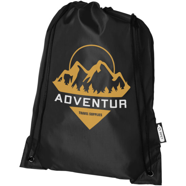Oriole RPET drawstring bag 5L – Solid black with logo