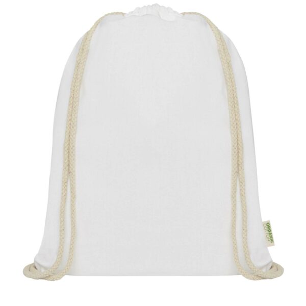 Orissa 100 g/m² organic cotton drawstring bag 5L – White front view