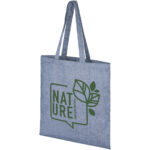 Pheebs 210 g/m² recycled tote bag 7L – Heather blue with logo