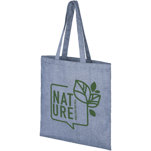 Pheebs 210 g/m² recycled tote bag 7L – Heather blue with logo