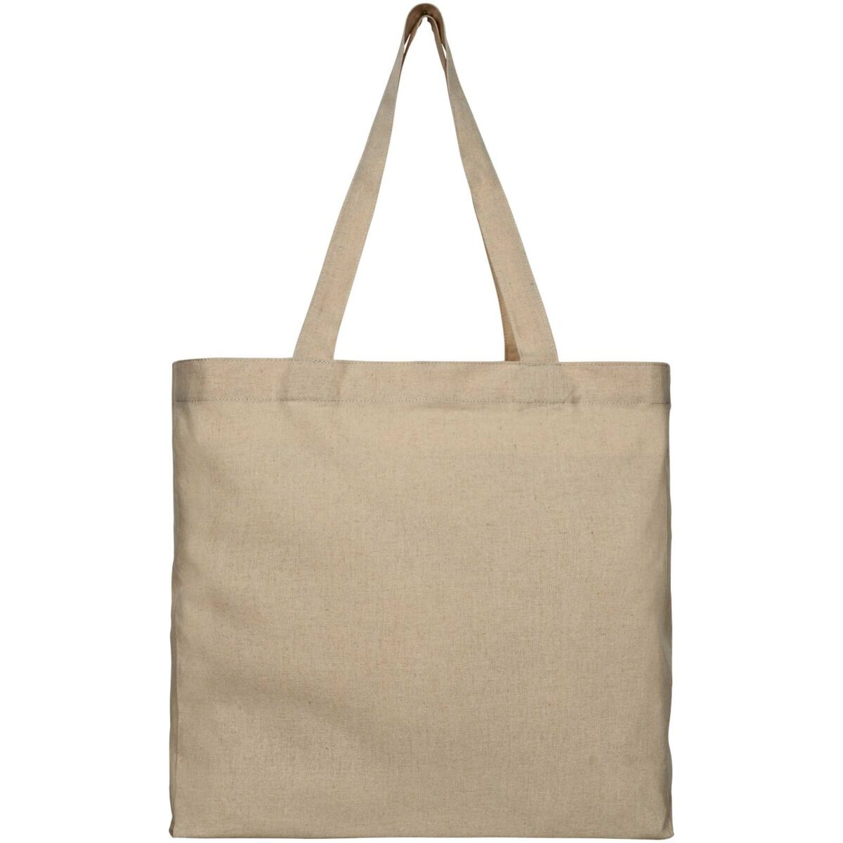 Pheebs 210 g/m² recycled gusset tote bag 13L – Heather natural front view