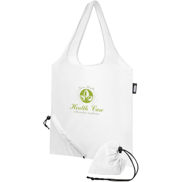 Sabia RPET foldable tote bag 7L – White with logo