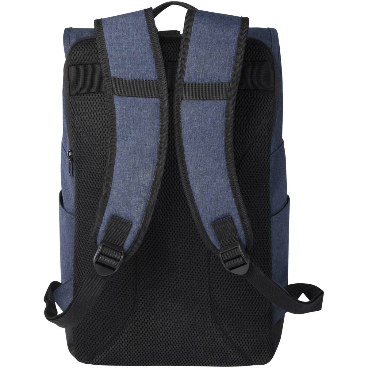 Hoss 15.6" GRS recycled roll-up laptop backpack 12L – Heather navy back view